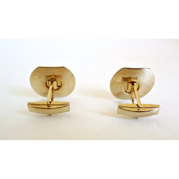 Vintage  Cuff Links Mid Century Alaskan Diamond Hermatite Goldtone 1950's - Picture 3 of 5